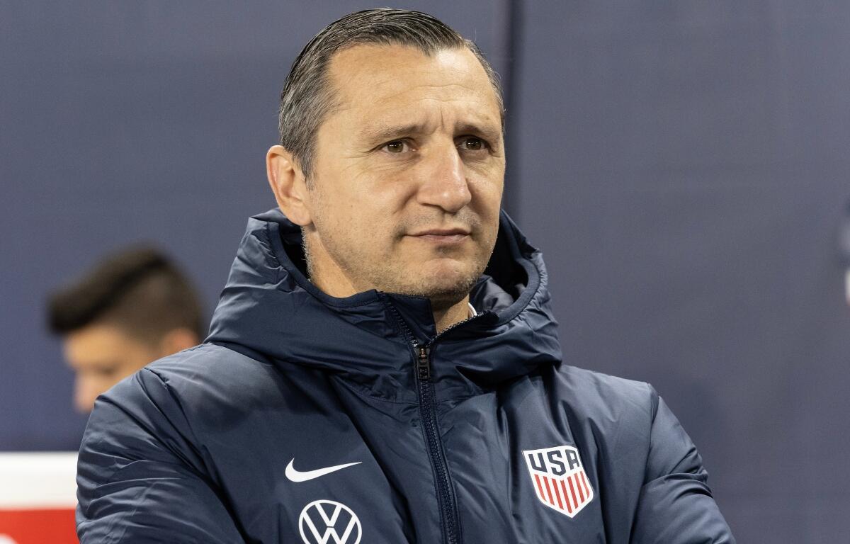 FILE - Vlatko Andonovski head coach of USWNT seen before friendly match against Germany on November 13, 2022 at Red Bull Arena in Harrison, NJ.