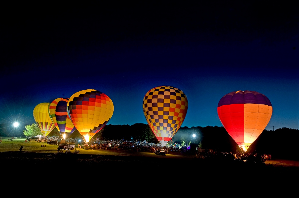 Hot air balloons at night