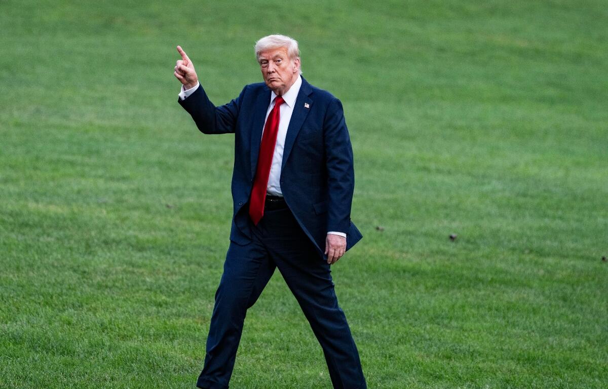 President Donald Trump returns form the south lawn of the White House on July 13th, 2025 in Washington, DC.