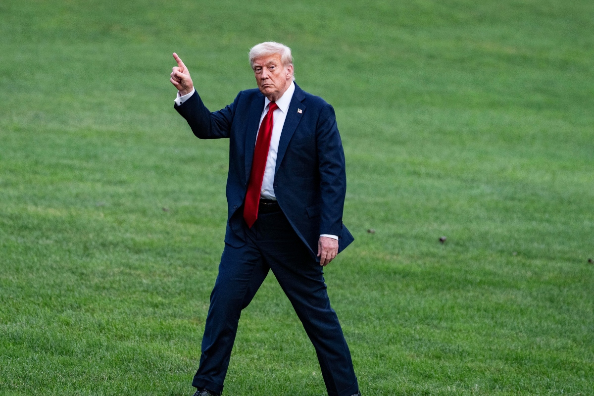 President Donald Trump returns form the south lawn of the White House on July 13th, 2025 in Washington, DC.