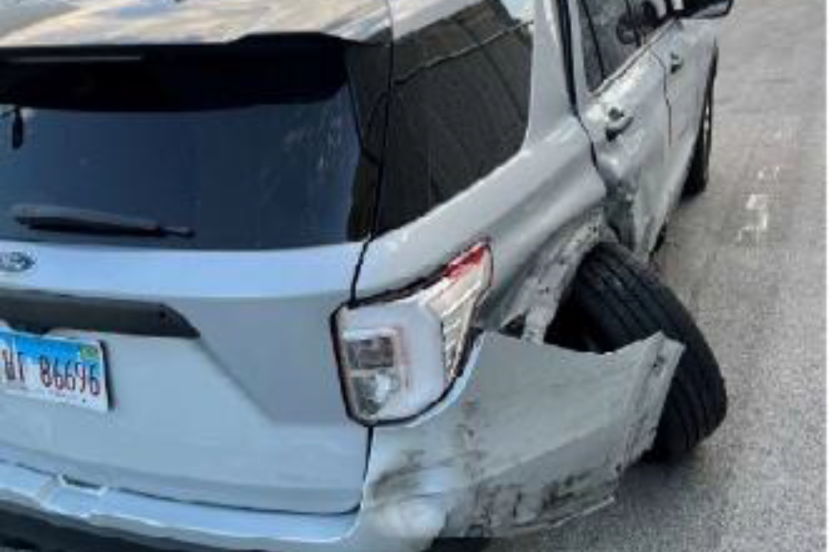 An Illinois State Police squad car was damaged in a crash on Interstate 55 near Sherman late Thursday, October 8, 2026.