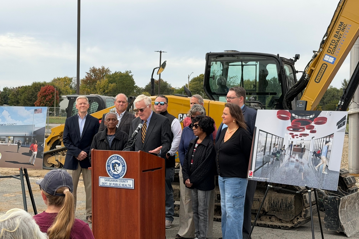 Sangamon County Board Chair Andy Van Meter speaks during a ceremonial groundbreaking ceremony Tuesday, October 27, 2026.