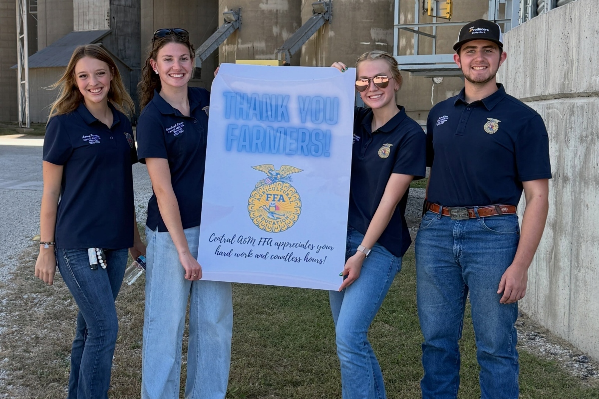 Students from the FFA chapter at Central A&M high school helped feed farmers.