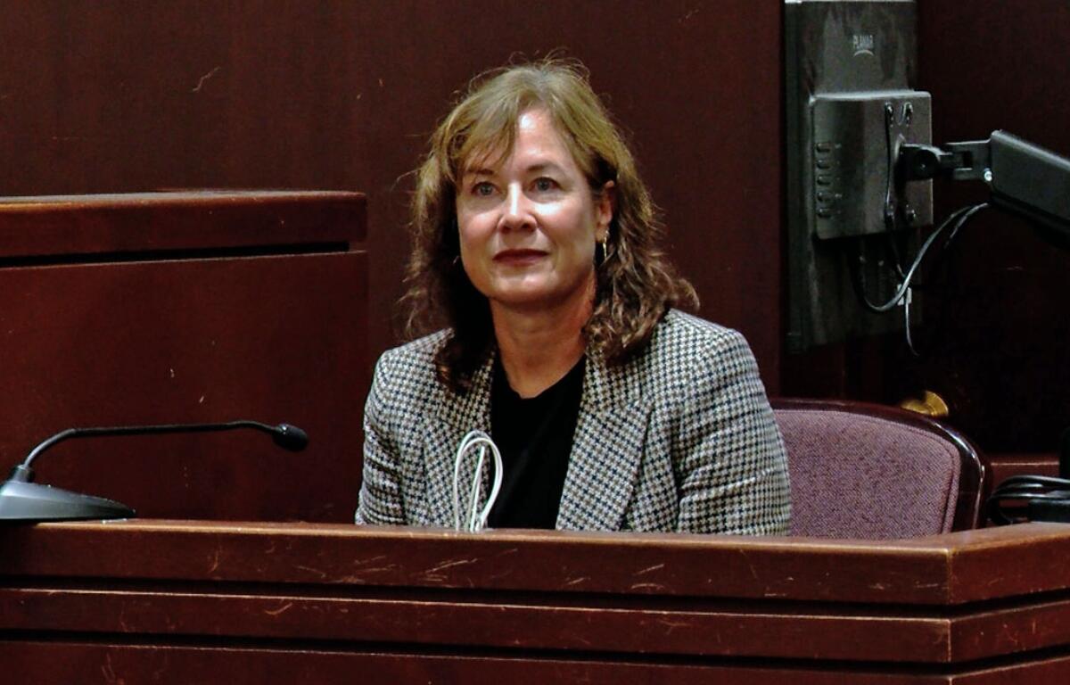 Department of Children and Family Services Director Heidi Mueller testifies in Sangamon County court on Thursday, Oct. 29, 2026. (Capitol News Illinois photo by Andrew Campbell)