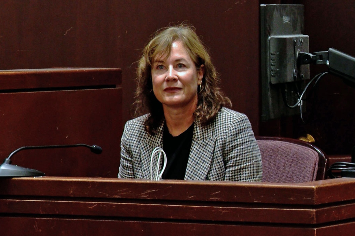 Department of Children and Family Services Director Heidi Mueller testifies in Sangamon County court on Thursday, Oct. 29, 2026. (Capitol News Illinois photo by Andrew Campbell)
