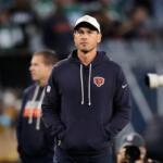 Chicago Bears head coach Ben Johnson watches warmups before an NFL football game against the Philadelphia Eagles in Chicago, Monday, Sept. 28, 2026. (AP Photo/Nam Y. Huh)