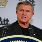 FILE - Former NFL coach and University of Pittsburgh alumnus, Mike Ditka speaks at a news conference for the retirement of the number 75 jersey for former Pittsburgh offensive lineman Jim Covert before an NCAA football game between the Pittsburgh and the Notre Dame, Saturday, Nov. 7, 2015 in Pittsburgh. (AP Photo/Keith Srakocic, File)