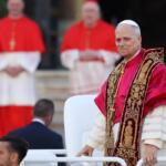 Rome, Italy May 18, 2025: Pope Leo XIV appears from the central balcony of the basilica to greet the faithful. Pope Leo XIV, Robert Francis Prevost, visits the Basilica of Santa Maria Maggiore in Rome