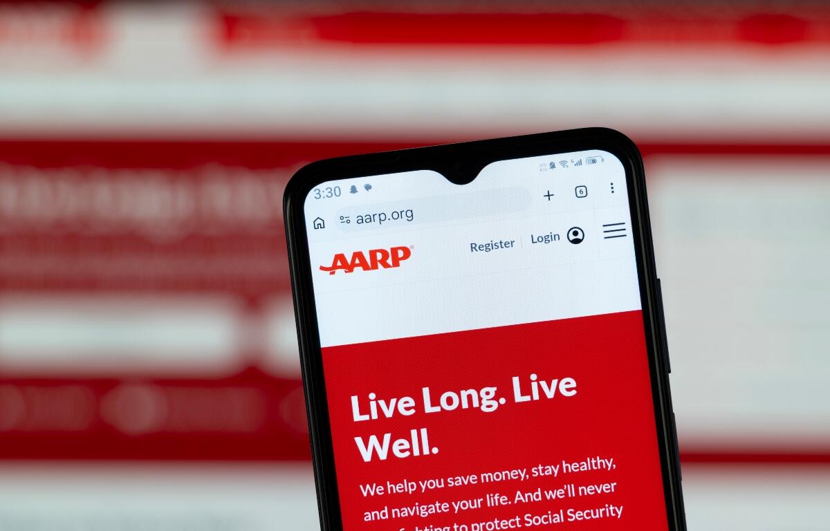 Washington D.C., United States - 12 July 2026: Close-up of AARP homepage on a smartphone.