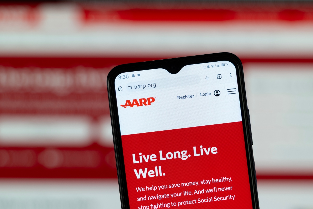 Washington D.C., United States - 12 July 2026: Close-up of AARP homepage on a smartphone.